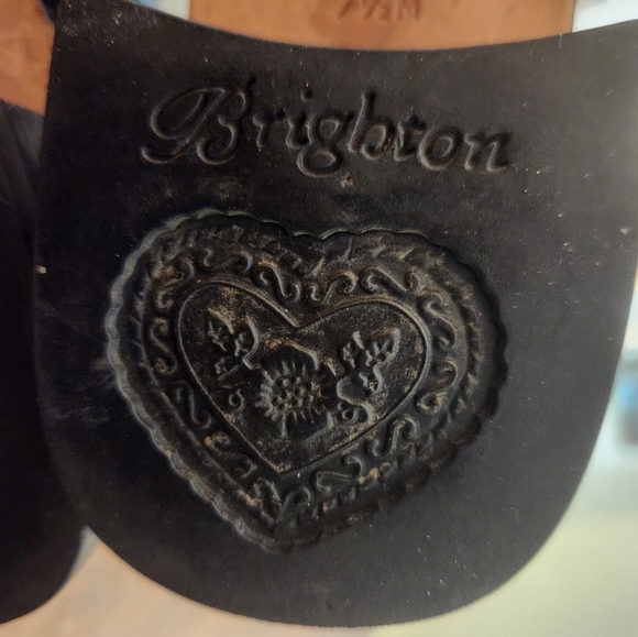 Brighton Vintage Franki Black Basket Weave Leather Heeled Clogs Mules Size 7.5 - Picture 5 of 10